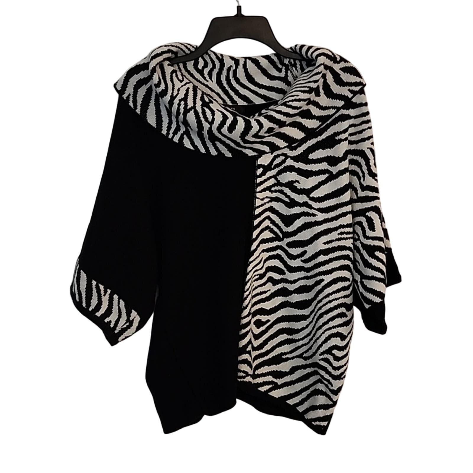Style & Co Sweater, Black With Zebra Pattern, Large
